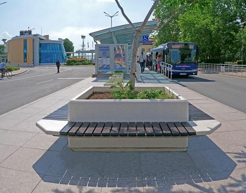 ENCHO ENCHEV - ETE Бетонная скамейка со встроенной сеялкой и спинкой  213  - Вид №4