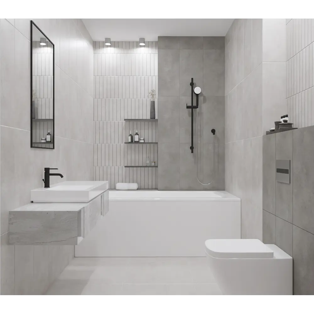 89365797 Плитка настенная Azori Cemento 31.5x63 см 1.59 м² матовая цвет серый STLM-1324272 - Вид №1