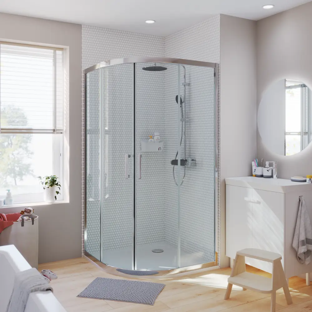 Комплект стекол для душевой ширмы Sensea Easy 1/4 круга 90x90 см прозрачное, цвет профиля на выбор 88103645 STLM-2132640 - Вид №22