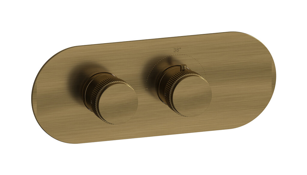 Комплект наружных частей термостата на 1 потребителей - горизонтальная овальная панель с ручками Reflex WE ARE IB eua122mbnrx Modern Bronze Aqua