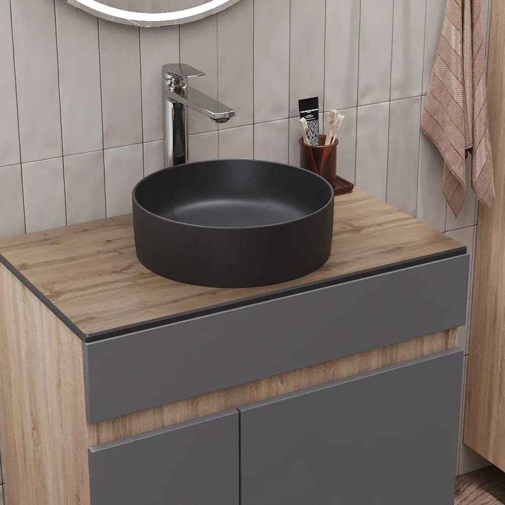 Столешница в ванную Fusion F80DW 80x47 см HPL-пластик цвет дуб вотан Santreyd STLM-2116678 - Вид №2