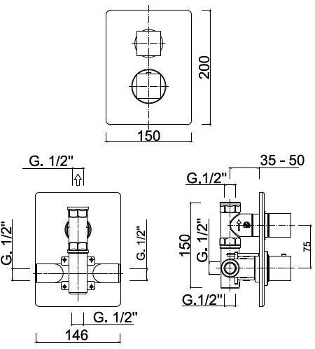 Rubinetteria Giulini Смеситель для душа на 2 отверстия с тарелкой Pablolux F8212-pb - Вид №1