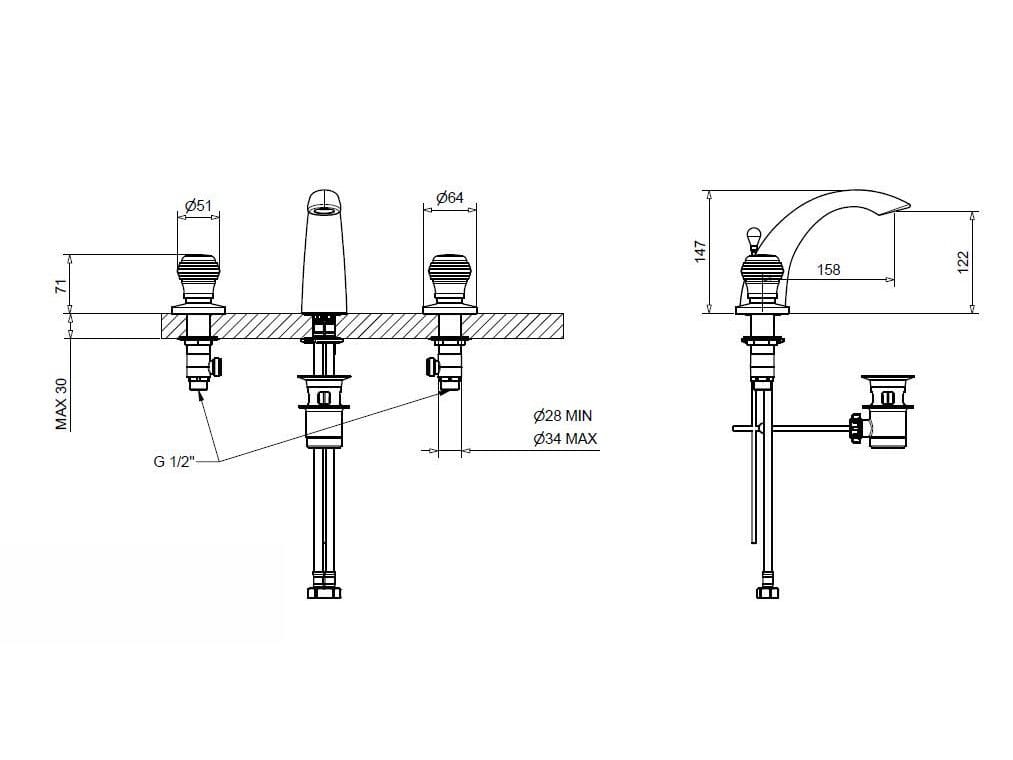 Смеситель для раковины из хромированной латуни Bugnatese Axo ARCH-00066289 - Вид №2