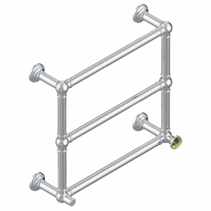 A46-TWT3H1 Полотенцесушитель Традиционный, 3 перекладины, 625 мм x 575 мм, водяной, с 1 декоративной крестовой рукояткой Thg-paris Pomme с золочением Хром