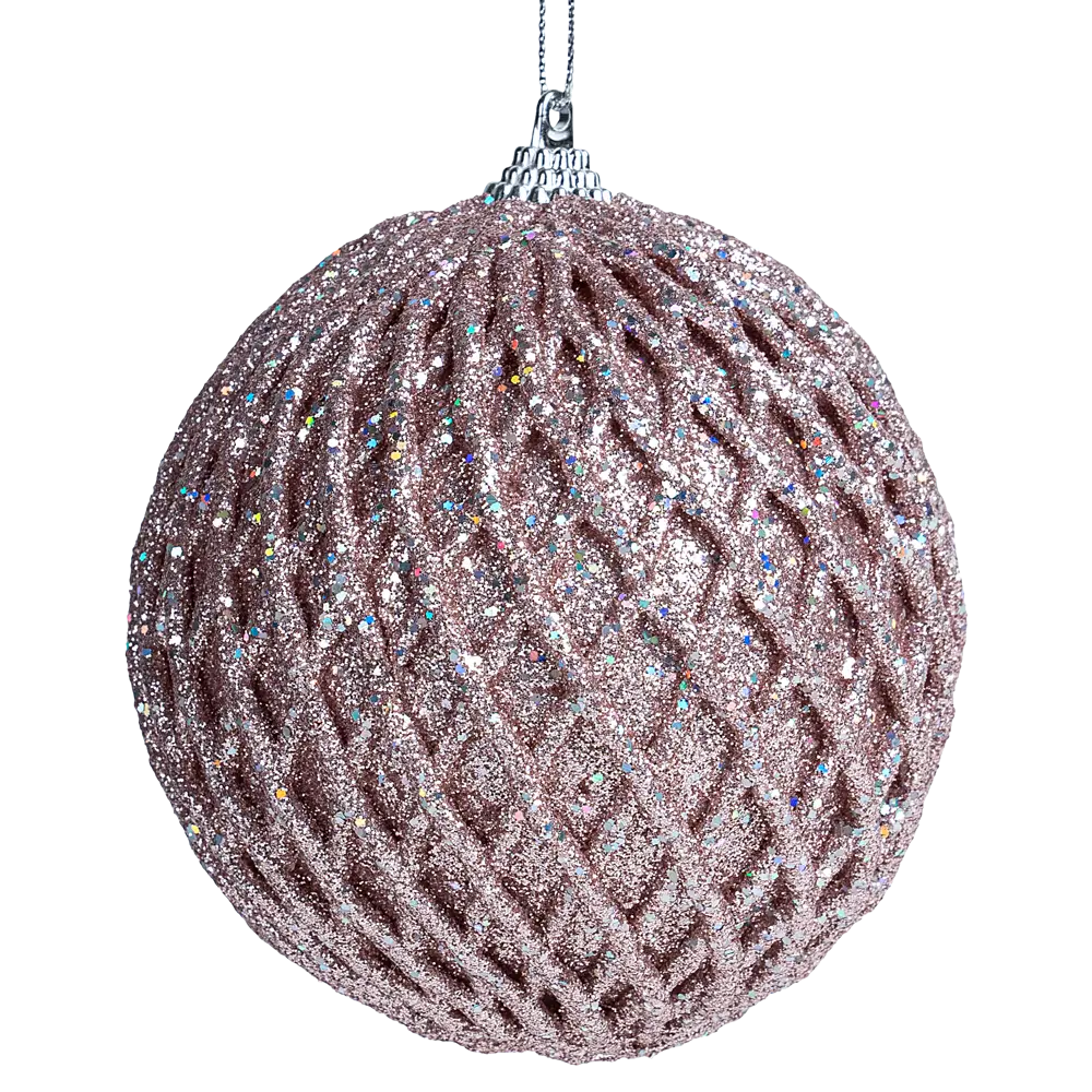 Ажурный ёлочный шар KREAFORTA розовый с блёстками ø10 см 89420657 STLM-1581337 - Вид №1