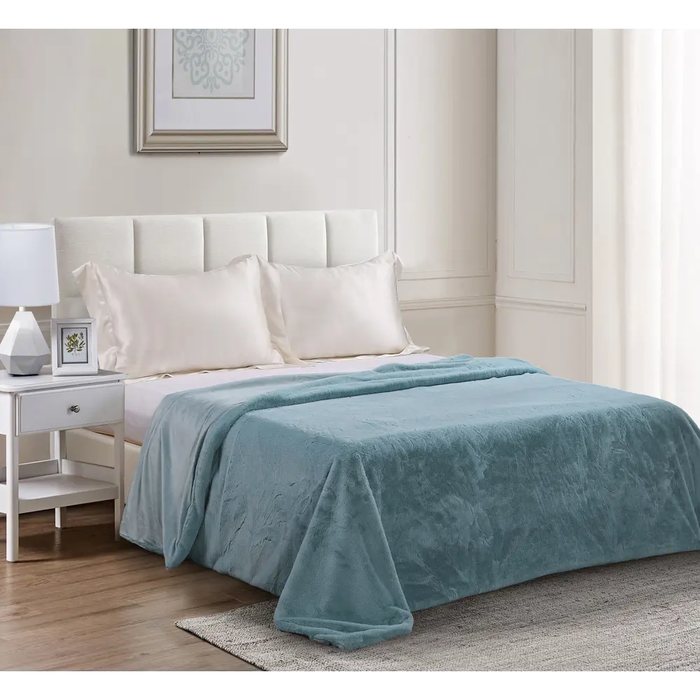 INSPIRE Плед Enalie Aqua 5: уютный велсофт небесного оттенка 84882377 STLM-0056961 - Вид №4