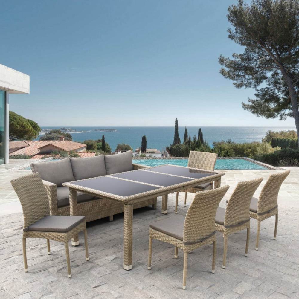 T365/S65/Y380B-W65 8PCS Light Brown 8Pcs Комплект плетеной мебели T365/S65/Y380B-W65 Light Brown (8+1) Afina 