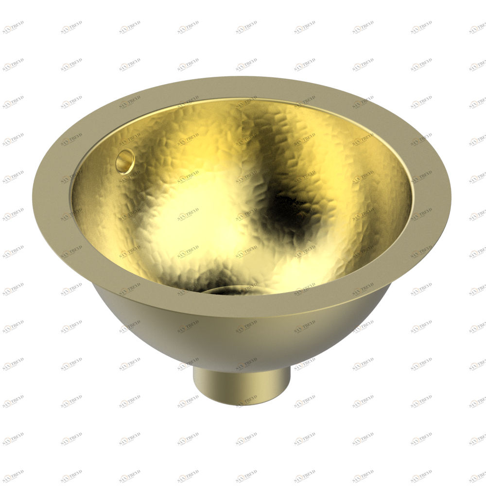 GB2-1/BOL Round hand basin, Ø 26,5 cm, with overflow with flat edge, to fix under, hammered metal finishing Thg-paris Металлические раковины THG Светлое золото GB2-1/BOL CAT.F