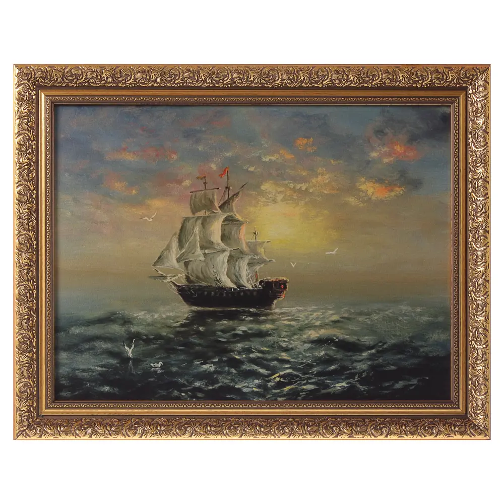 Картина в раме 30x40 см «Корабль на закате» 18853095 STLM-2198748 Santreyd 