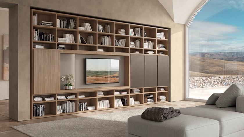 Febal Casa Книжный шкаф лакированный с подсветкой с подставкой под телевизор sun-id-1372698 - Вид №4