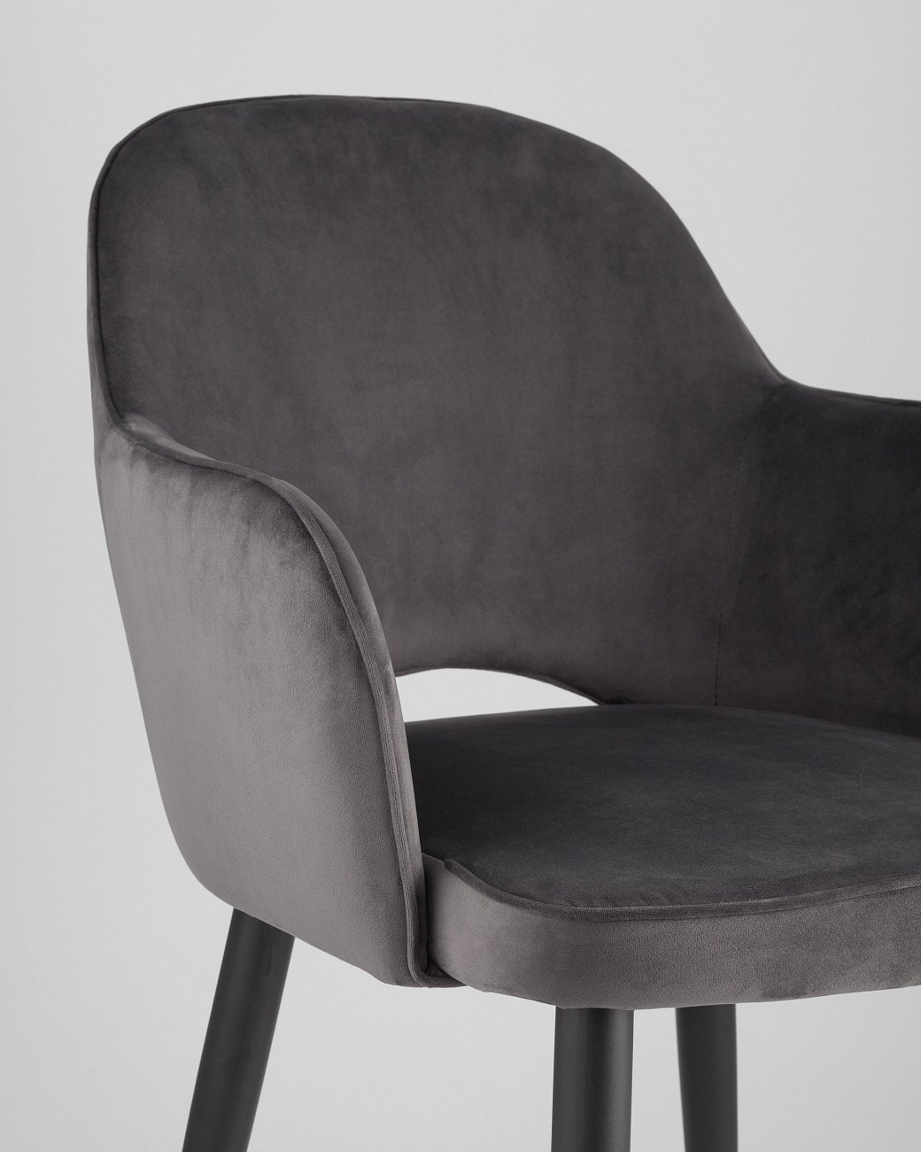 Стул с подлокотниками мягкий серый с черными металлическими ножками "Венера" STOOL GROUP ДИЗАЙНЕРСКИЕ 00-3881945 Серый  - Вид №5