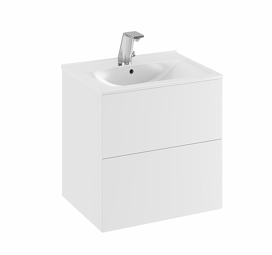 9751021111 IDO Elegant напольная тумба под умывальник, с двумя ящиками, W = 600 мм, W1 = 610 мм, белый - Вид №1