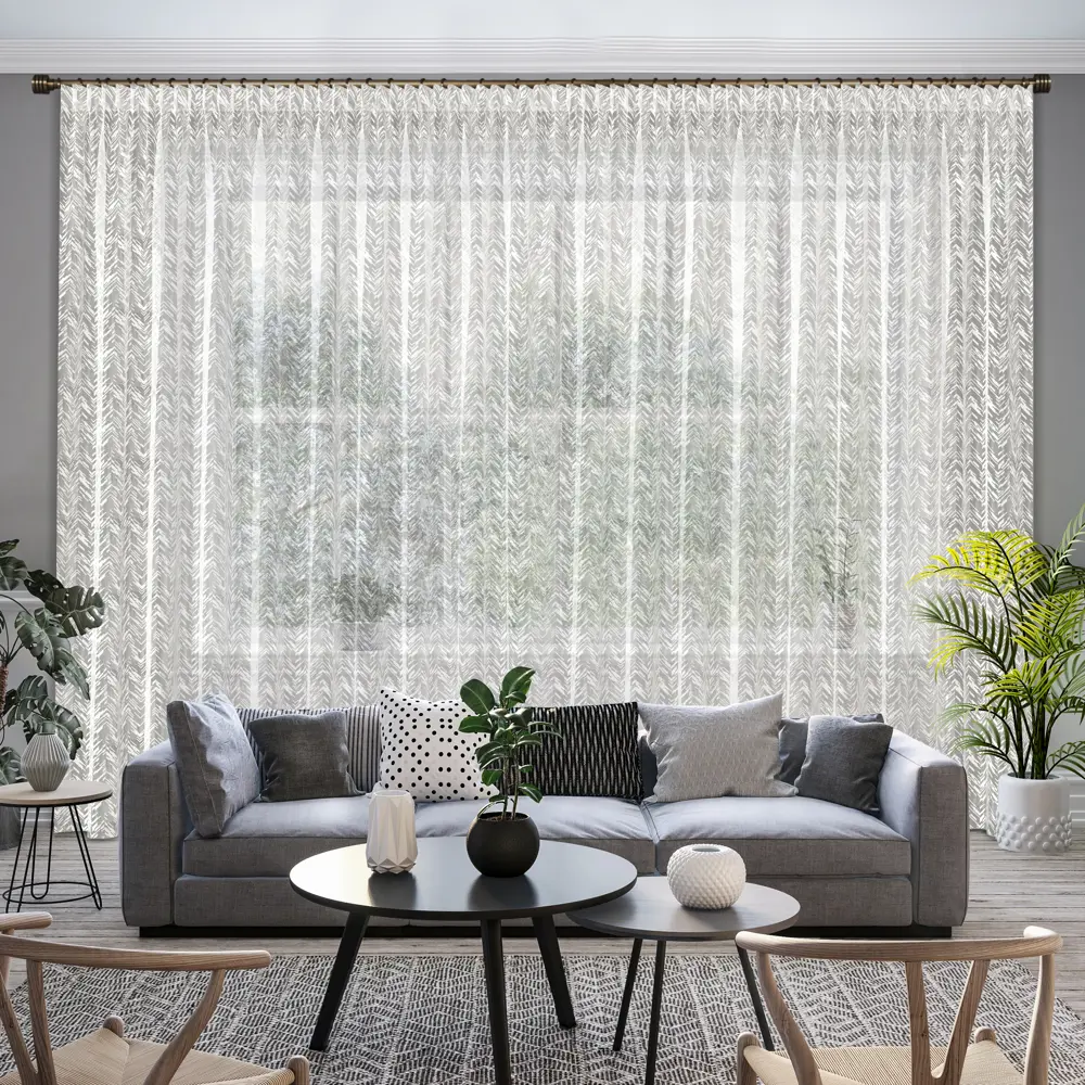 Тюль на ленте Геометрия 300x280 см цвет молочный GARDEN STLM-2017256 - Вид №4