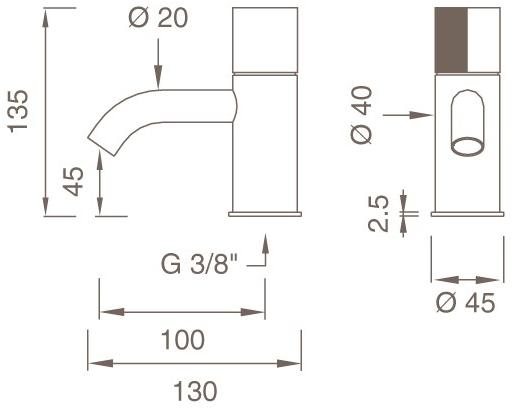 Ceadesign Смеситель для умывальника из нержавеющей стали с одним отверстием Duet Det 02 - Вид №1