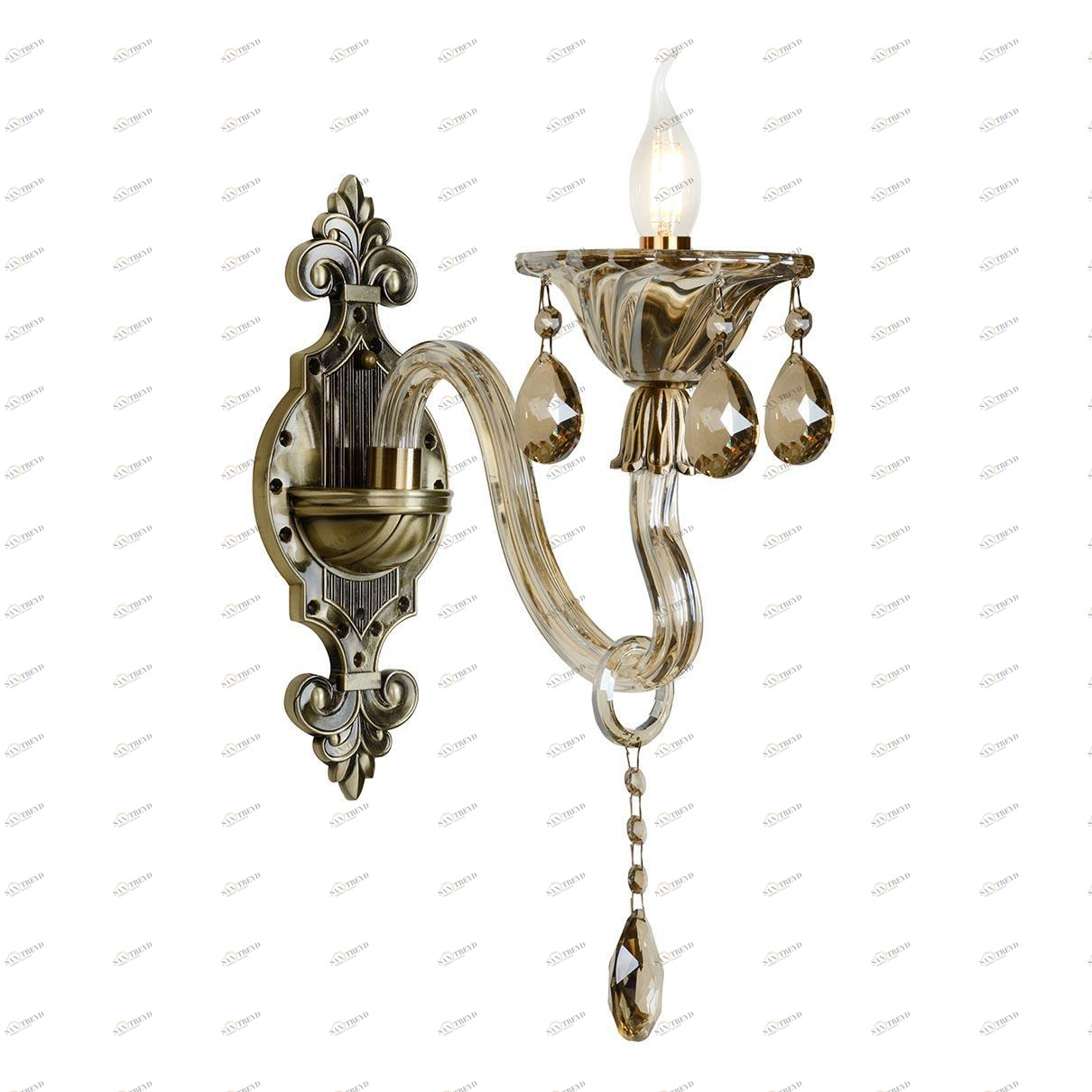 Бра металлическое бронза Asia 61082/1 BR ILAMP СВЕЧА 00-3949097 Бронза;прозрачный 