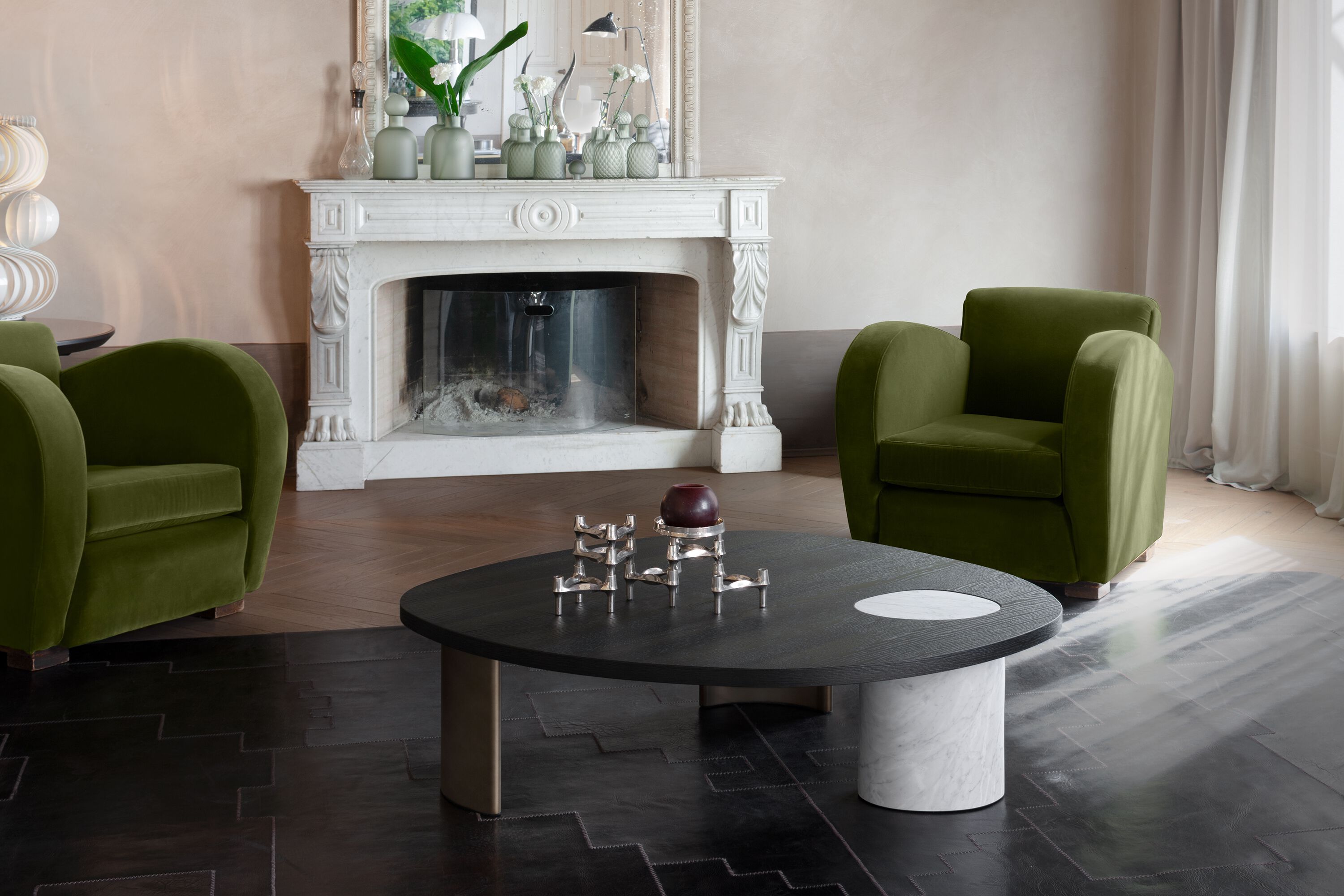 Журнальный столик из каррарского мрамора с деревянной столешницей Morica Design Haute Couture ARCH-00078736 - Вид №4