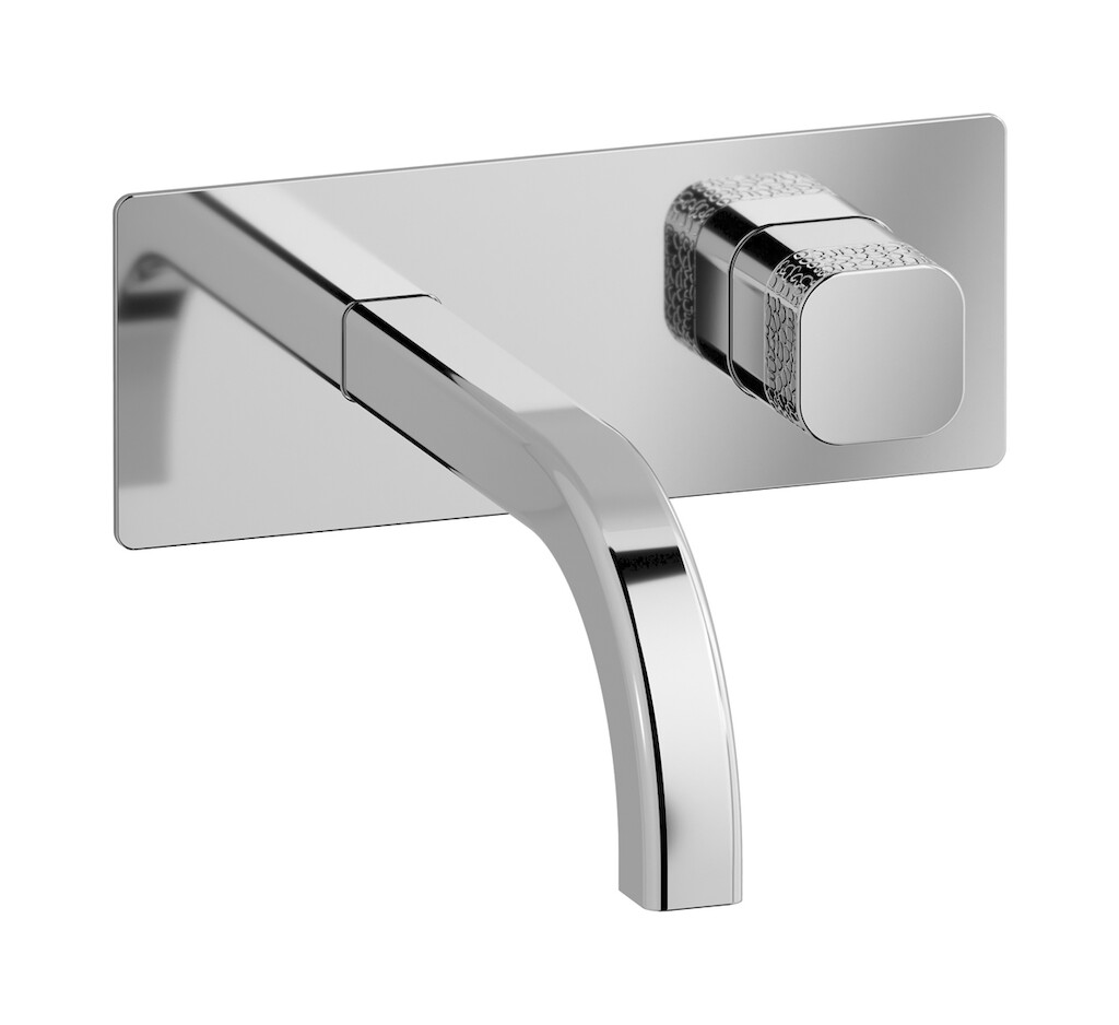 Настенный смеситель для раковины прогрессивный на 2 отверстия в комплекте с донным клапаном. WE ARE IB eo206cc_4 Chrome Elio