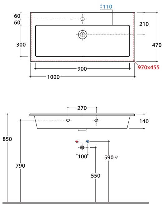 Fo100.bi / fo070.bi Подвесная раковина настенная овальная Ceramica Globo FORTY3 белая - Вид №4