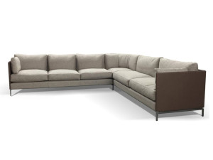 Секционный угловой диван из ткани и кожи