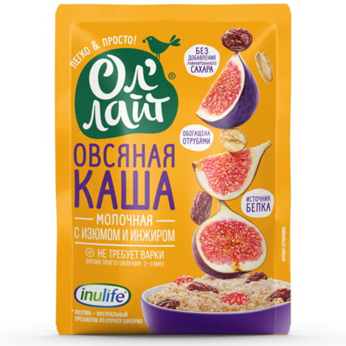 Каша овсяная молочная с изюмом и инжиром Ол'Лайт 40 г Santreyd 13352 - Вид №1