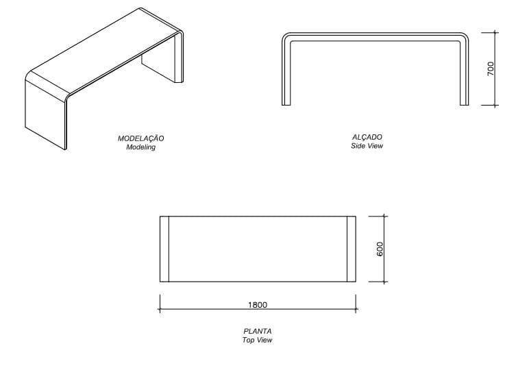 Бетонный прямоугольный стол для общественных мест amop ARCH-00137785 - Вид №3