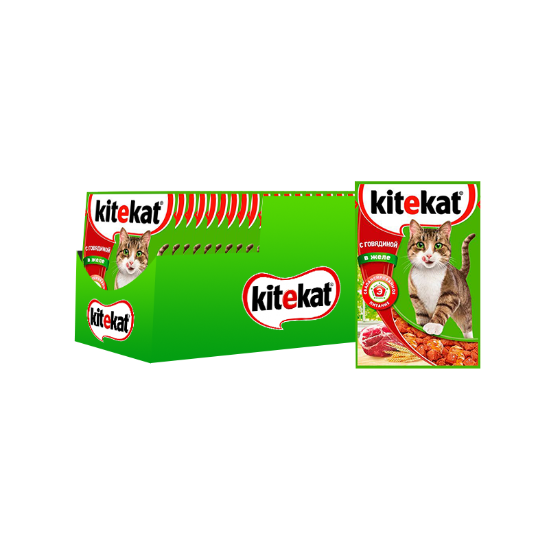 ПР0037572*28 Корм для кошек говяд в желе конс. пауч 85г (упаковка - 28 шт) Kitekat 