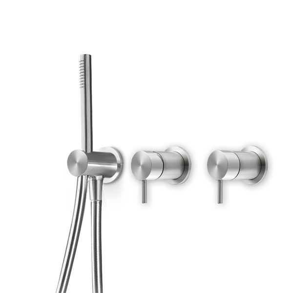 ONE225L Смеситель для душа на 3 отверстия с переключателем на 2 потока и ручным душем Linki ONE, Внешняя часть, Полированная сталь