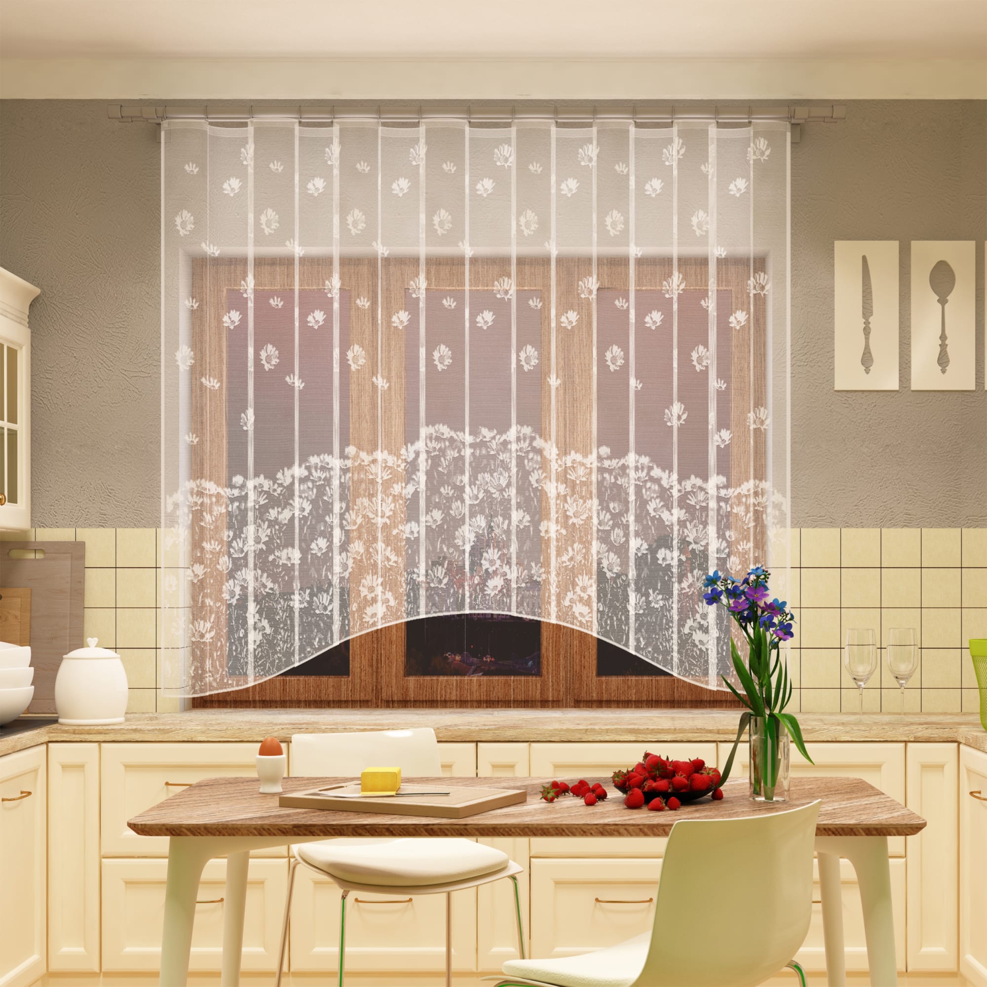 82633558 Тюль на ленте для кухни «Зара» 260х160 см цвет белый Santreyd  - Вид №7