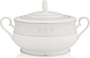 54837 Noritake Блюдо для горячего с крышкой Noritake "Монтвейл, платиновый кант" 2,5л Фарфор костяной
