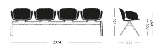 Модульная скамейка на 4 места Sellex гнездо ARCH-00125561 - Вид №1