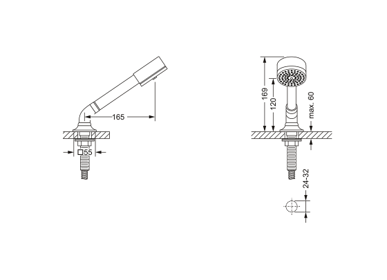 Душевой гарнитур ½", для монтажа на борт ванны JOERGER Palazzo Crystal 605.40.660.000 - Вид №1