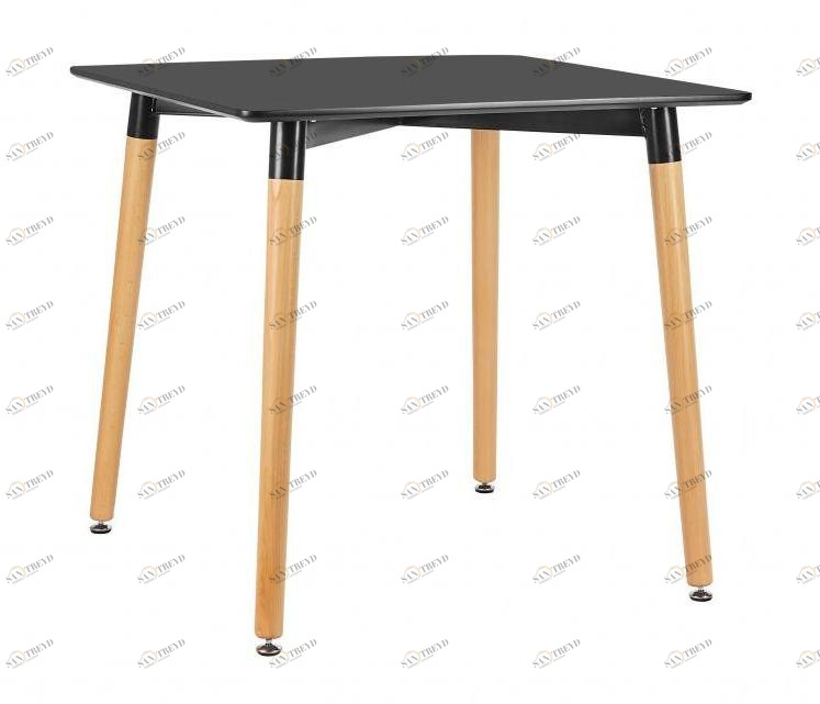 Обеденный стол черный с деревянными ножками 80х80 см Summer BRADEX HOME  00-3974030 Бежевый;черный 