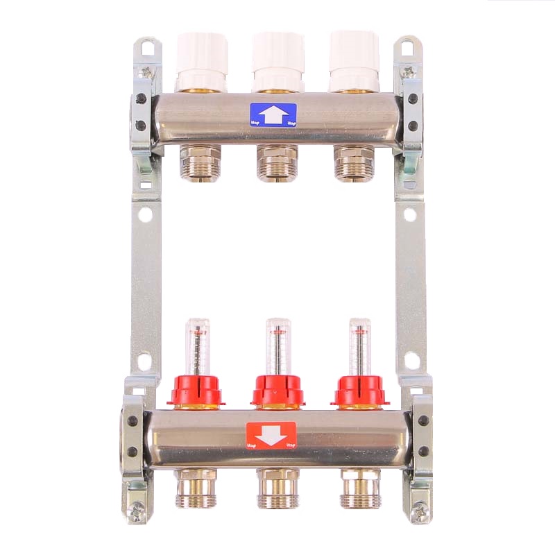 Коллекторная группа из нержавеющей стали с термостатическими вентилями и расходомерами ITAP 1"x3/4"ЕК 5 выходов 917C15