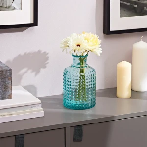 Ваза декоративная из переработанного стекла цвет голубой 20 см 185491