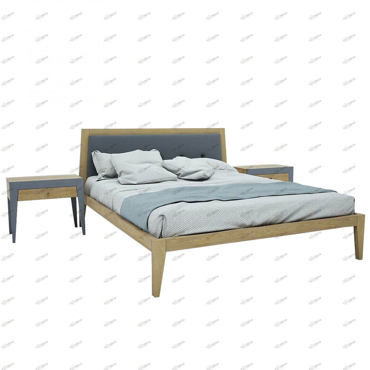 Кровать большая 200х200 Fly new светло-коричневая BRAGIN DESIGN ДИЗАЙНЕРСКИЕ 256411 Бежевый 