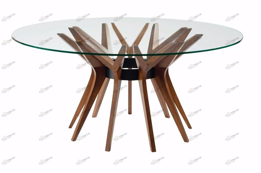 Roche Bobois Круглый стол из дерева и стекла sun-id-1452782