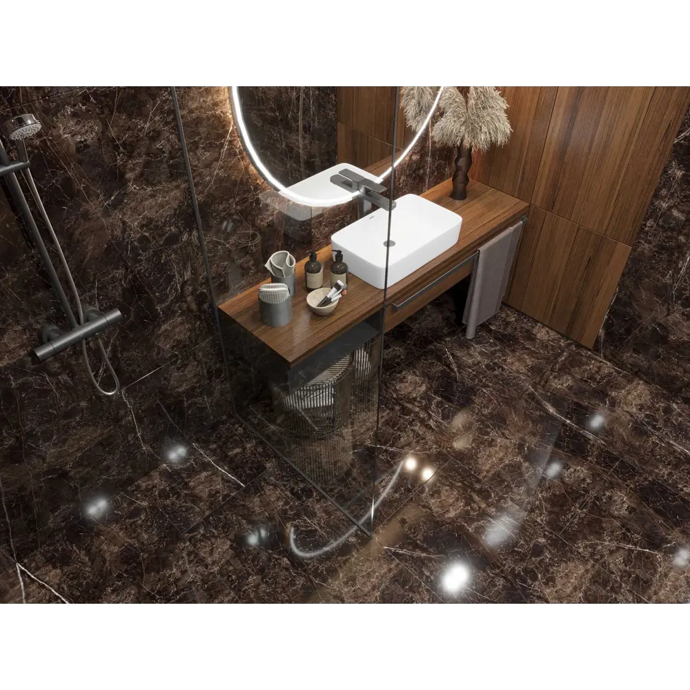 Керамогранит Onlygres Marble MOG401 60x120 см 2.16 м² полированный цвет коричнево-черный 86383168 STLM-2101378 Santreyd - Вид №3
