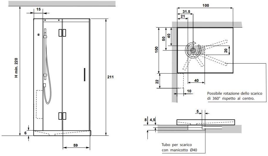 Gruppo Geromin Многофункциональная угловая душевая кабина из хрусталя с гидромассажем Tempo sun-id-1384185 - Вид №4