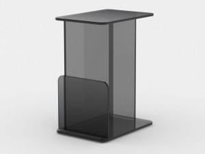 Высокий прямоугольный журнальный столик из закаленного стекла