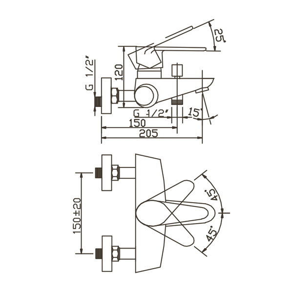 40-05P Beta  Смеситель для ванны  ARGO kran  - Вид №1