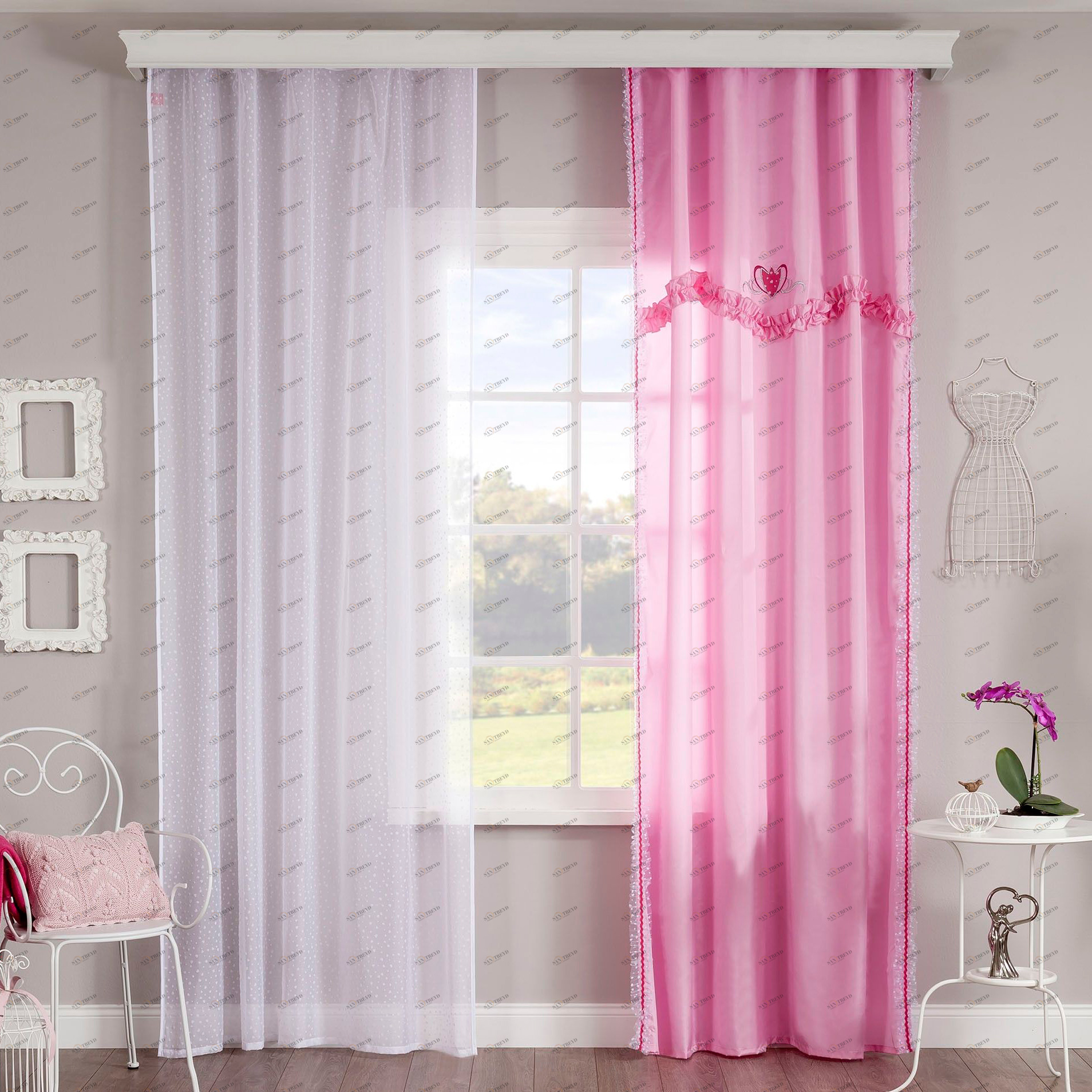 Штора детская розовая 140х260 см Rosa, 1 полотно CILEK PRINCESS 00-3832651 Розовый Santreyd
