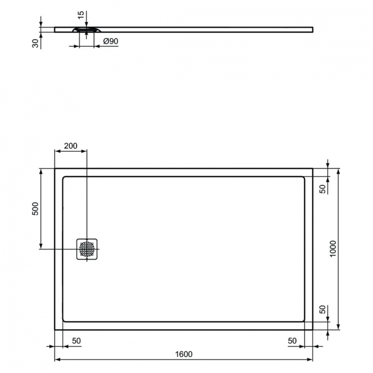 K8319FR Душевой поддон 160х100 см Ideal Standard ULTRAFLAT S  - Вид №2