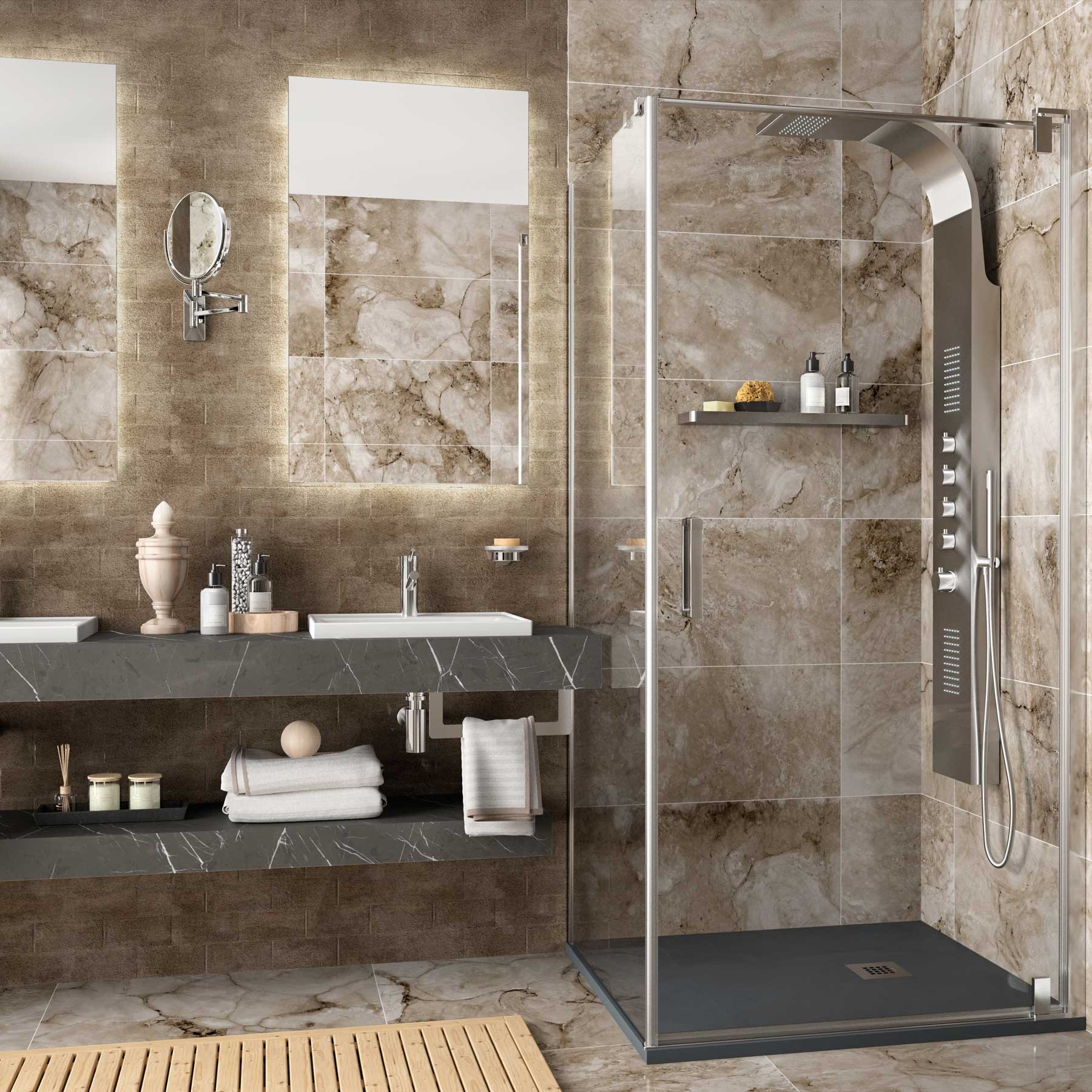 26745 SALGAR Душевая перегородка МАЛЬМО фиксированная боковая Прозрачная 762 - 782 x 1950 мм Malmö