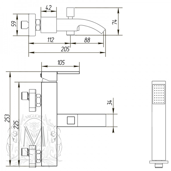 Смеситель MIGLIORE Kvant ML.KVT-2701.CR для душа  - Вид №1