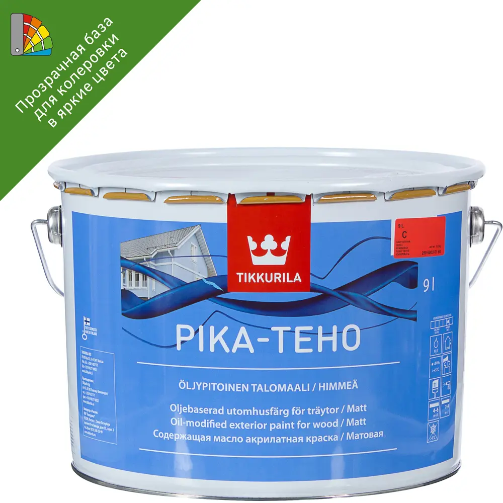 Краска для колеровки фасадная Tikkurila Pika-teho 9 л прозрачная база C STLM-2212458