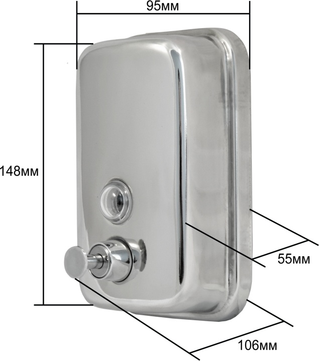2512.030 Дозатор для жидкого мыла из нерж стали антивандальный ТМ 801 Solinne Puff  - Вид №5