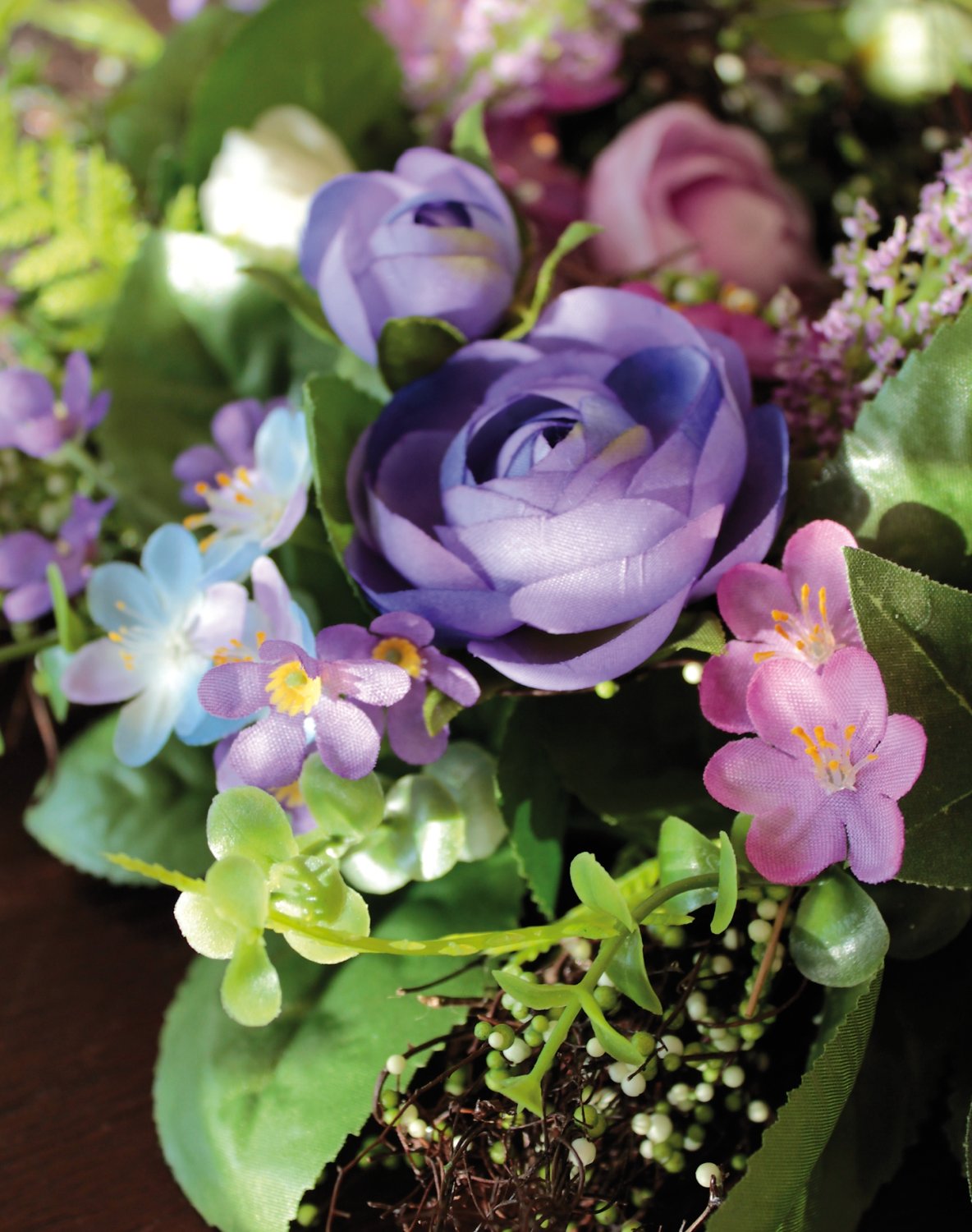 3162 102 a3 Искусственный венок 'Лютик-восковое растение', Ø 35 см, сине-фиолетовый H-andreas  - Вид №4