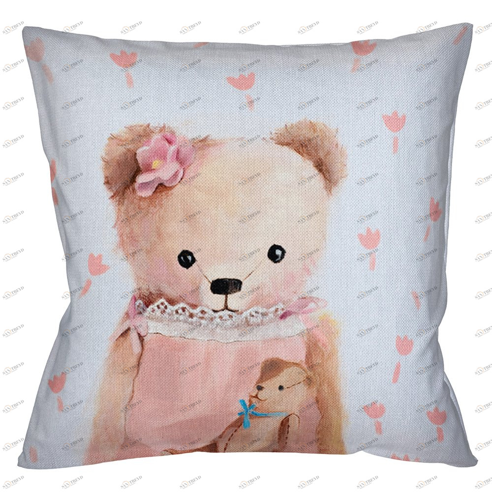Декоративная подушка 45х45 см разноцветная "Любимая игрушка" BYOBJECT ЖИВОТНЫЕ 00-3873371 Бежевый;белый;розовый;разноцветный Object Desire