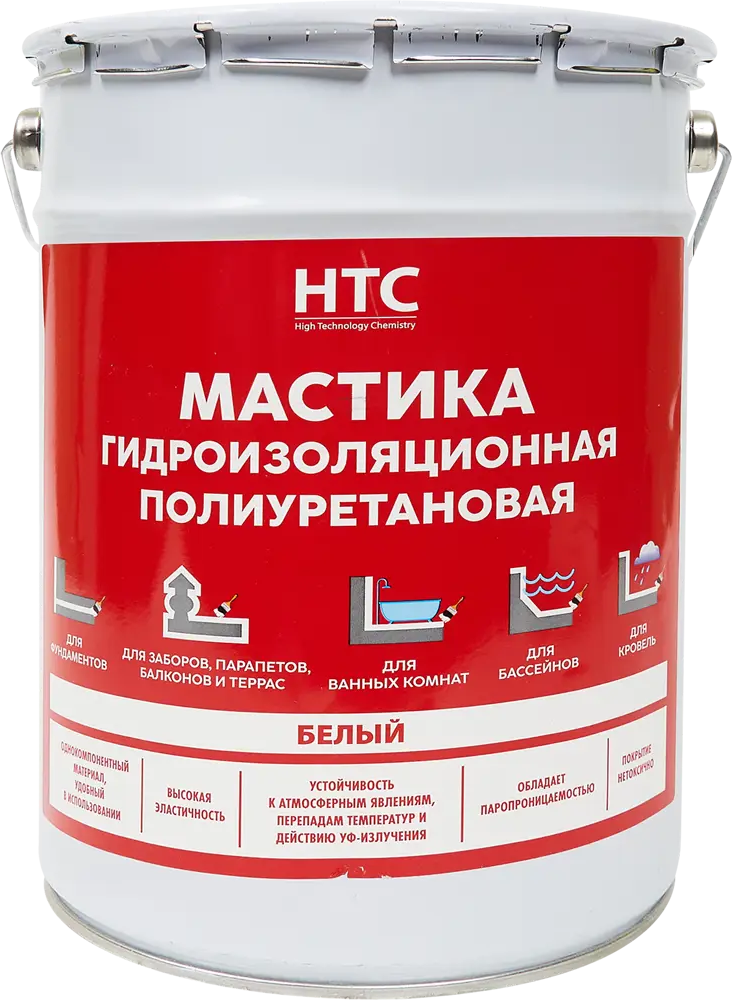 Гидроизоляционная мастика HTC полиуретановая 6 кг белая 84783423