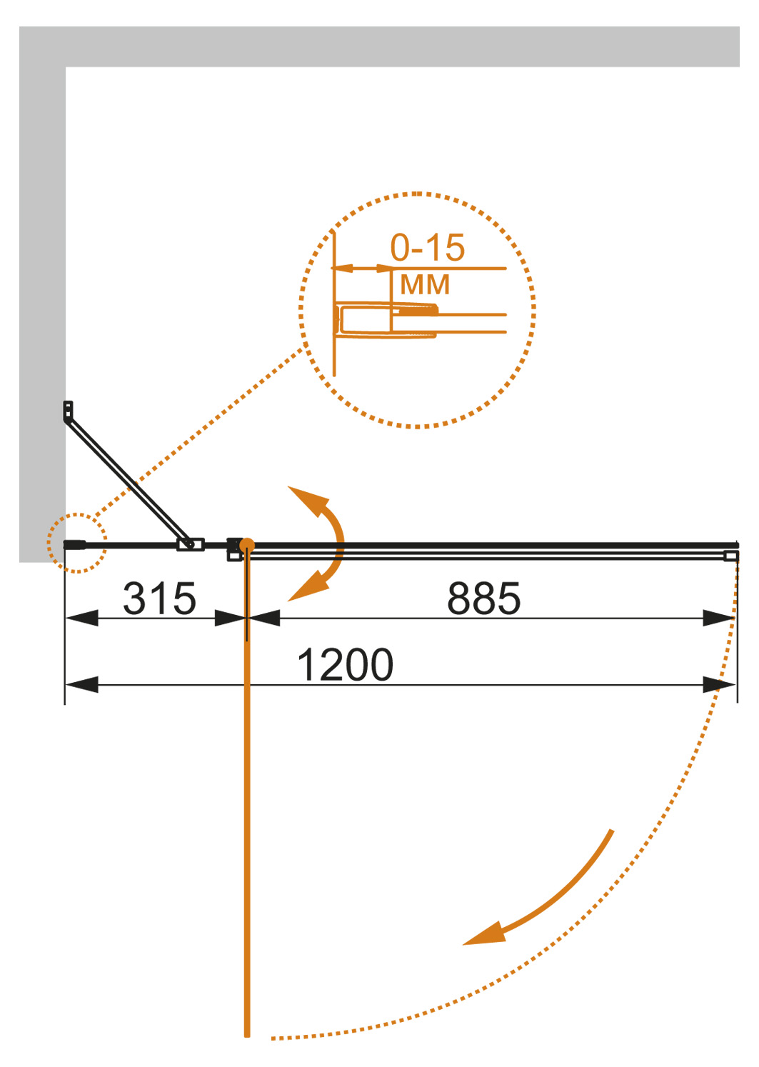 ECO-O-V-11-120/140-C-Cr Душевое ограждения на борт вынны Cezares Китай - Вид №1